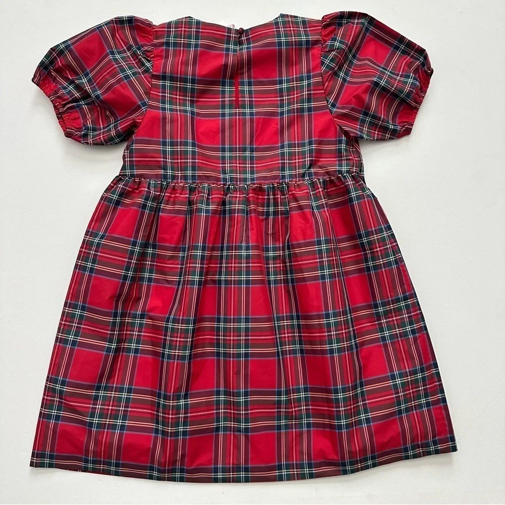 VINEYARDS VINES Girl's Plaid Taffeta Puff Sleeve Dress Size M